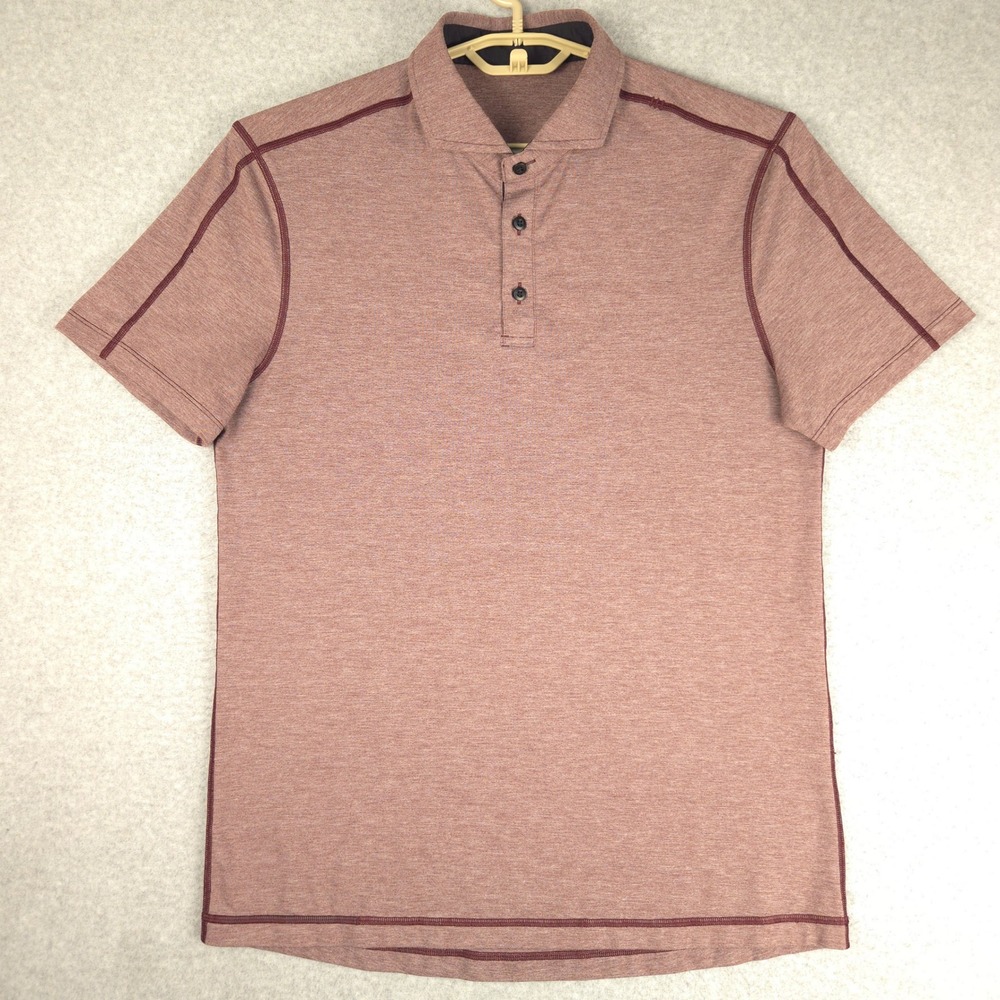 Lululemon Evolution Polo Shirt Mens Large Heathered Terracotta Short Sleeve Logo - Picture 2 of 5